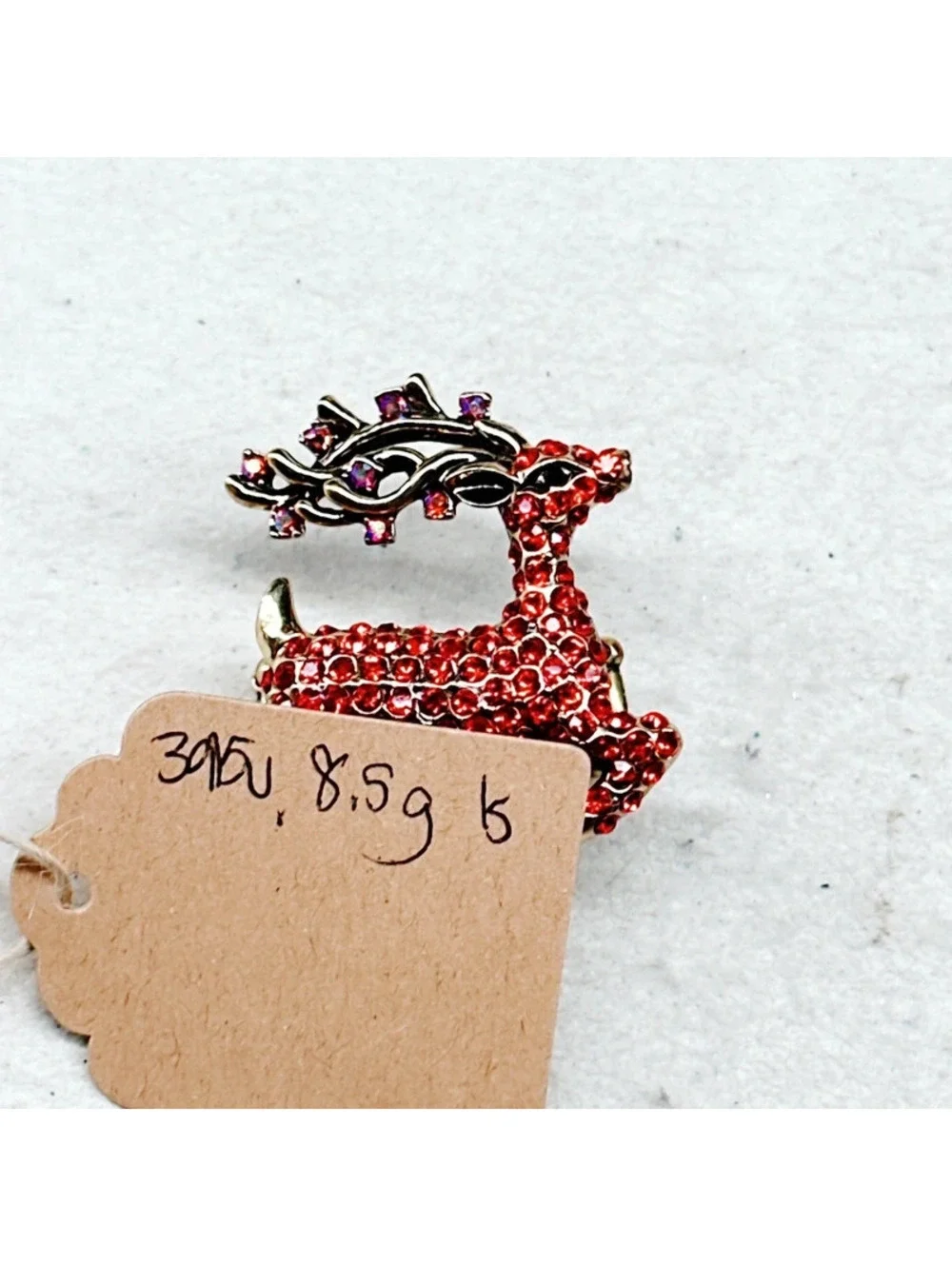 3015u. Reindeer Stretch Ring Glass Christmas